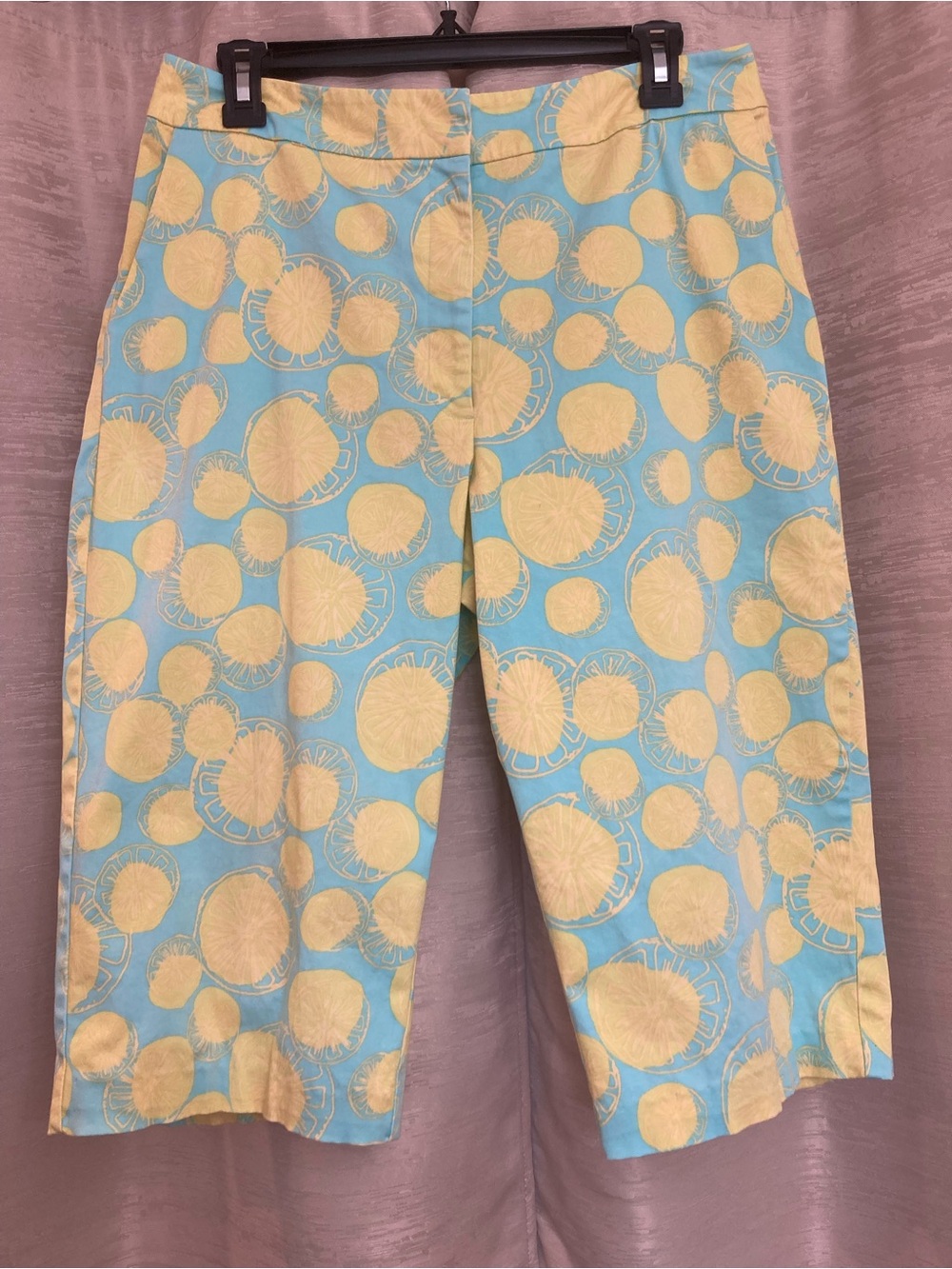 david brooks Teal Blue and Yellow Capris With Lemons